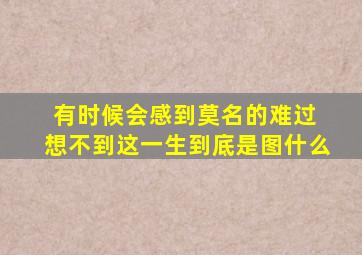 有时候会感到莫名的难过 想不到这一生到底是图什么